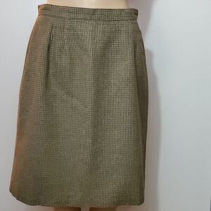Norton McNaughton, Wool, Green-Brown Tweed Skirt, Size 12, Fully Lined